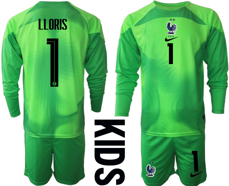 Youth 2022 World Cup National Team France green goalkeeper long sleeve 1 Soccer Jersey